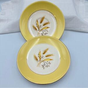 Set Of 2 Century Service Autumn Gold 6” Saucers Vintage Gold Trim 1950s